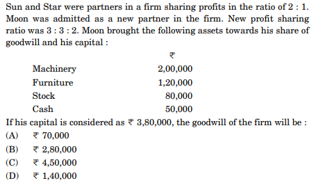 Sun and Star were partners in a firm sharing profits in the ratio of